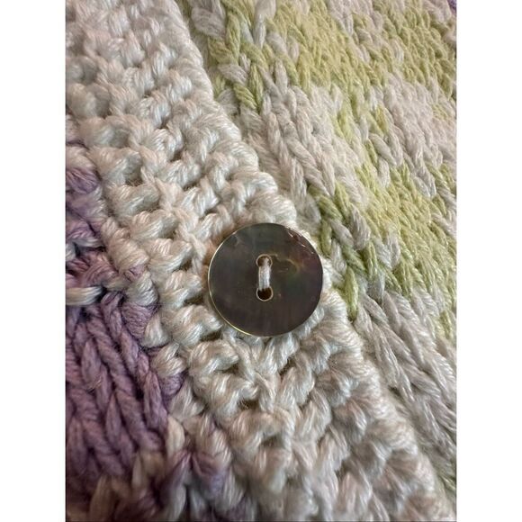 Susan Bristol Women's Spring Floral Knit Sweater Vest Pastel Purple Peach Medium - Picture 7 of 8